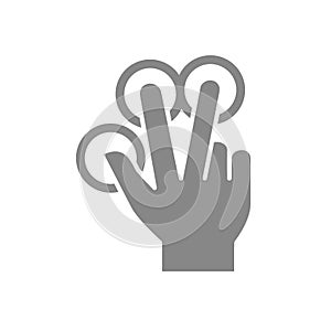 Multitouch for three fingers grey icon. Touch screen finger gesture symbol photo