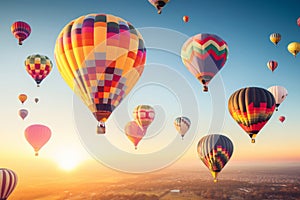 A multitude of balloons flying in the sky