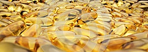 A multitude of golden capsules composing an abstract background