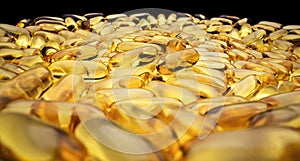 A multitude of golden capsules composing an abstract background