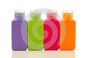 Multitude of plastic color bottles