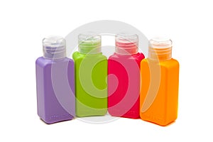 Multitude of plastic color bottles