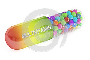 Multivitamin capsule, 3D rendering