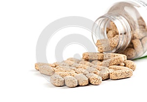 Multivitamin tablets on white