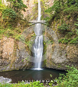 Multnomah, Bridge and waterfall, Portland, Oregon, OR, USA, Travel, Tourism, West coast