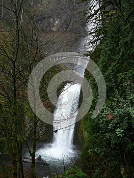 Multnomah Falls in the Columbia River Valley gorge in Oregon