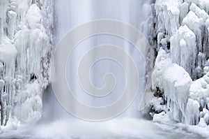 Multnomah Falls Frozen in Winter Closeup photo