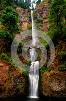 Multnomah Falls, located in the Columbia River Gorge, Oregon, USA.