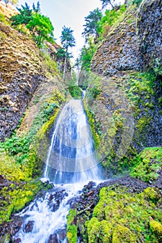 Multnomah Falls Waterfall in Summer, Columbia River Gorge, Oregon, Pacific Northwest