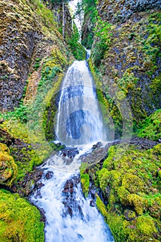 Multnomah Falls Waterfall in Summer, Columbia River Gorge, Oregon, Pacific Northwest