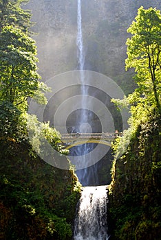 Multnomah waterfalls with bridge photo