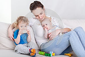 Mum with baby and preschooler