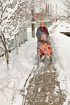 Mum the invalid with the daughter. photo