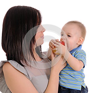 Mum, the son and an apple