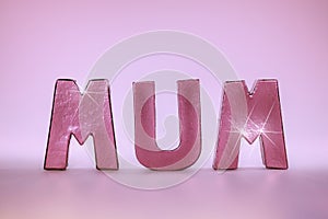 Mum word in glamtastic pink rose gold letters