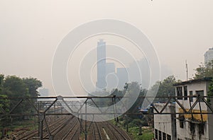 Mumbai Bombay downtown skyscraper air pollution cityscape India