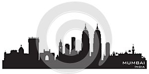 Mumbai India city skyline vector silhouette