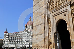 MUMBAI, INDIA - February 7, 2019: The Gateway of India is an arch monument built during the 20th century in Mumbai, India.