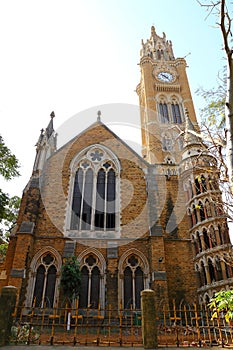 MUMBAI, INDIA - February 7, 2019: The victorian Rajabai Clock Tower of Mumbai University formerly Bombay in Mumbai, India