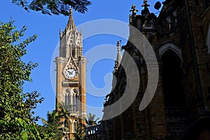 MUMBAI, INDIA - February 7, 2019: The victorian Rajabai Clock Tower of Mumbai University formerly Bombay in Mumbai, India
