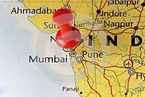 Mumbai India pinned map