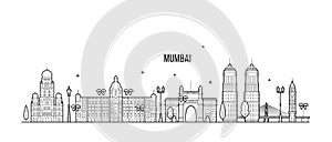 Mumbai skyline Maharashtra India city line vector