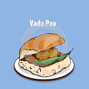 Mumbai vada pav vector illustration photo