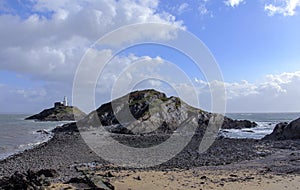 Mumbles Lighthouse , Swansea , Wales, UK