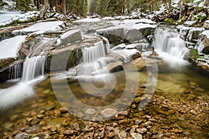 Mumlava river with small waterfalls, Czech Republic