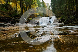 Mumlava river and waterfalls near Harrachov