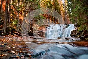 Mumlava waterfalls in autumn