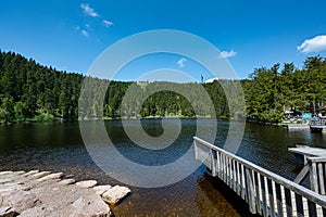 The Mummelsee in the Black Forest surrounded by mountains_Baden-Wuerttemberg, Germany, Europe