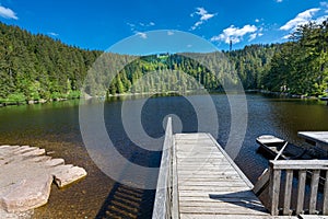 The Mummelsee in the Black Forest surrounded by mountains_Baden-Wuerttemberg, Germany, Europe