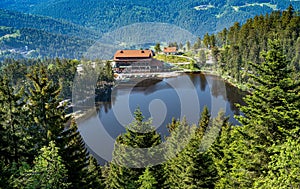 The Mummelsee in the Black Forest surrounded by mountains_Baden-Wuerttemberg, Germany, Europe