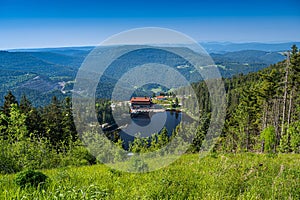 The Mummelsee in the Black Forest surrounded by mountains_Baden-Wuerttemberg, Germany, Europe