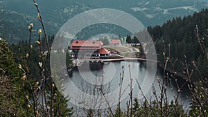 Mummelsee scenery hotel with lake