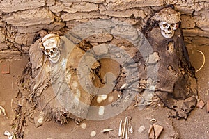 Mummies in the Chauchilla Cementery, Nazca, Peru