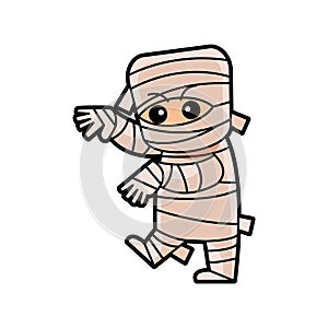 Mummy . Halloween cartoon characters . Vector