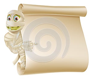 Mummy Halloween Monster Scroll Sign