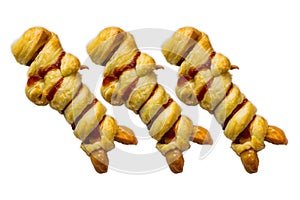 Mummy sausage on white background