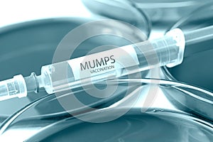 Mumps vaccination blue colored theme