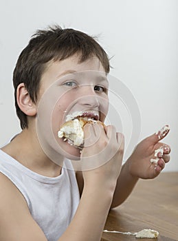 Munching on a cream bun