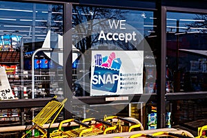 Muncie - Circa January 2018: A Sign at a Retailer - We Accept SNAP