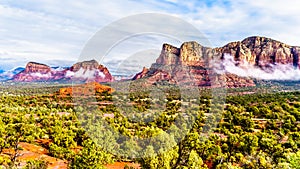 Munds Mountain and Twin Butte red rock mountains surrounding the town of Sedona