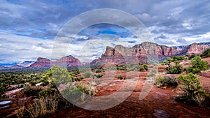 Munds Mountain and Twin Butte red rock mountains surrounding the town of Sedona