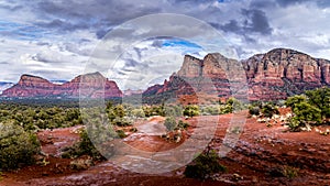 Munds Mountain and Twin Butte red rock mountains surrounding the town of Sedona