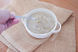 Mung Bean Porridge or Bubur Kacang Hijau, Indonesian dessert porridge