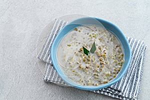 Mung Bean Porridge or Bubur Kacang Hijau, Indonesian dessert porridge of mung beans with coconut milk