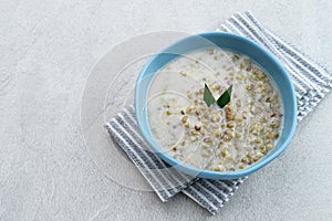 Mung Bean Porridge or Bubur Kacang Hijau, Indonesian dessert porridge of mung beans with coconut milk