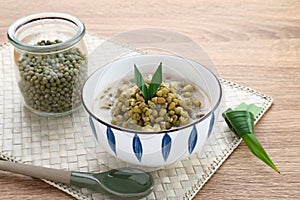 Mung Bean Porridge or Bubur Kacang Hijau, Indonesian dessert porridge of mung beans with coconut milk